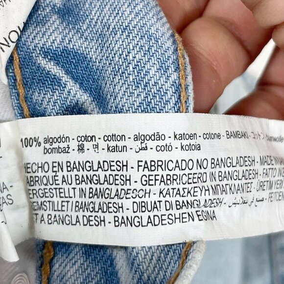 Zara Womens High Rise Cropped Button Denim Jeans Blue 34 Light Acid Wash Pockets - Picture 11 of 14